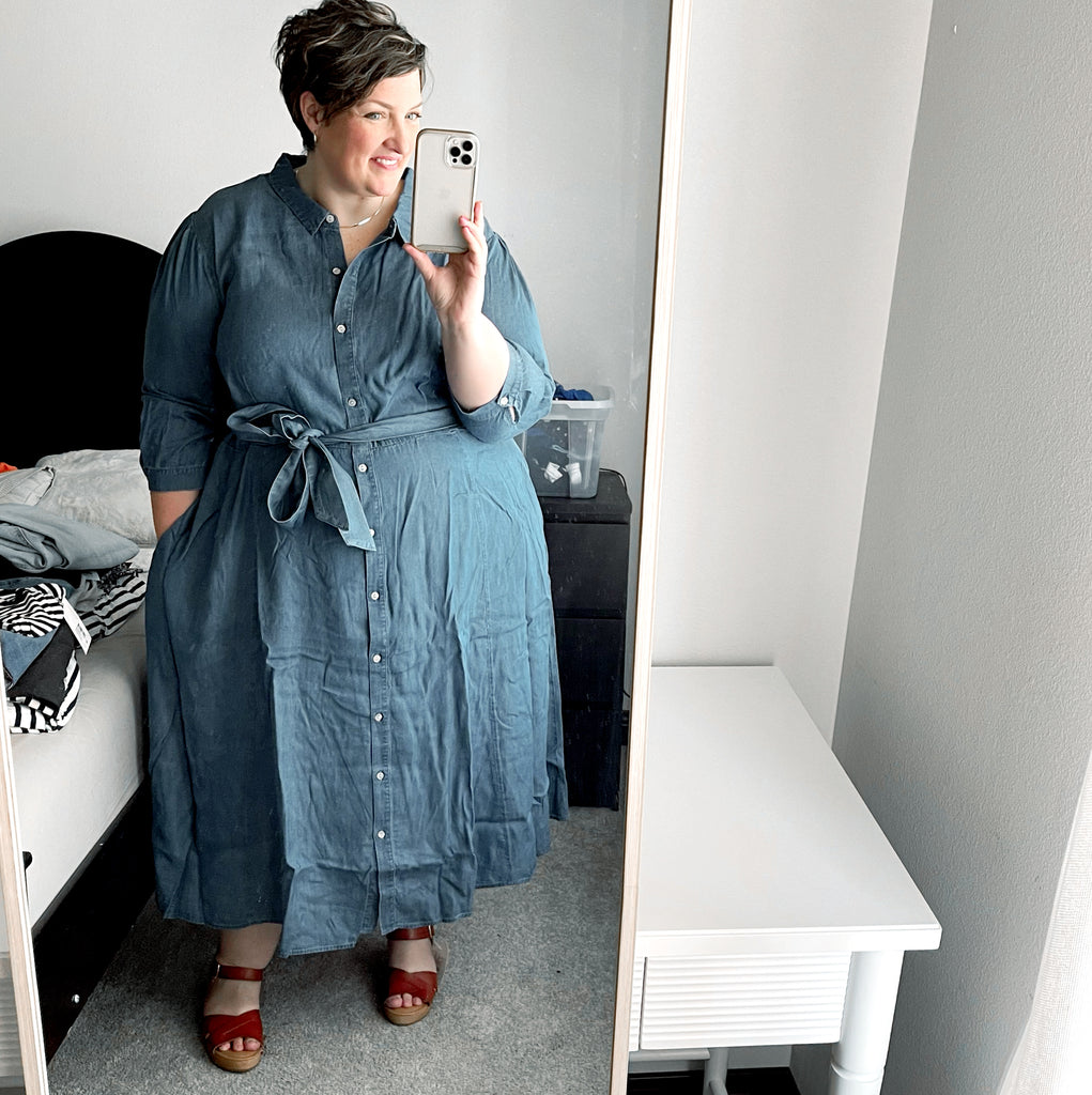 The "Step-It-Up" Chambray Dress